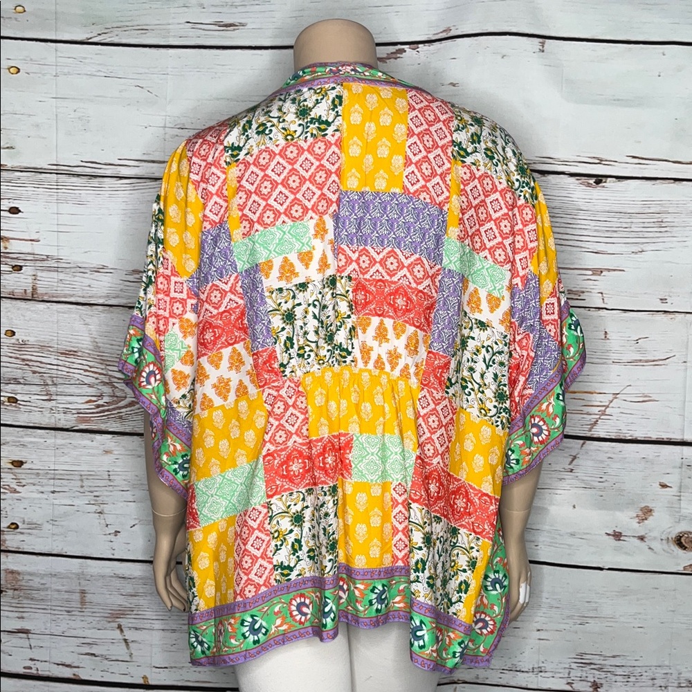 Tolani Collection Size 1XP Floral Patchwork Print Kimono Cardigan Jacket - Picture 4 of 5